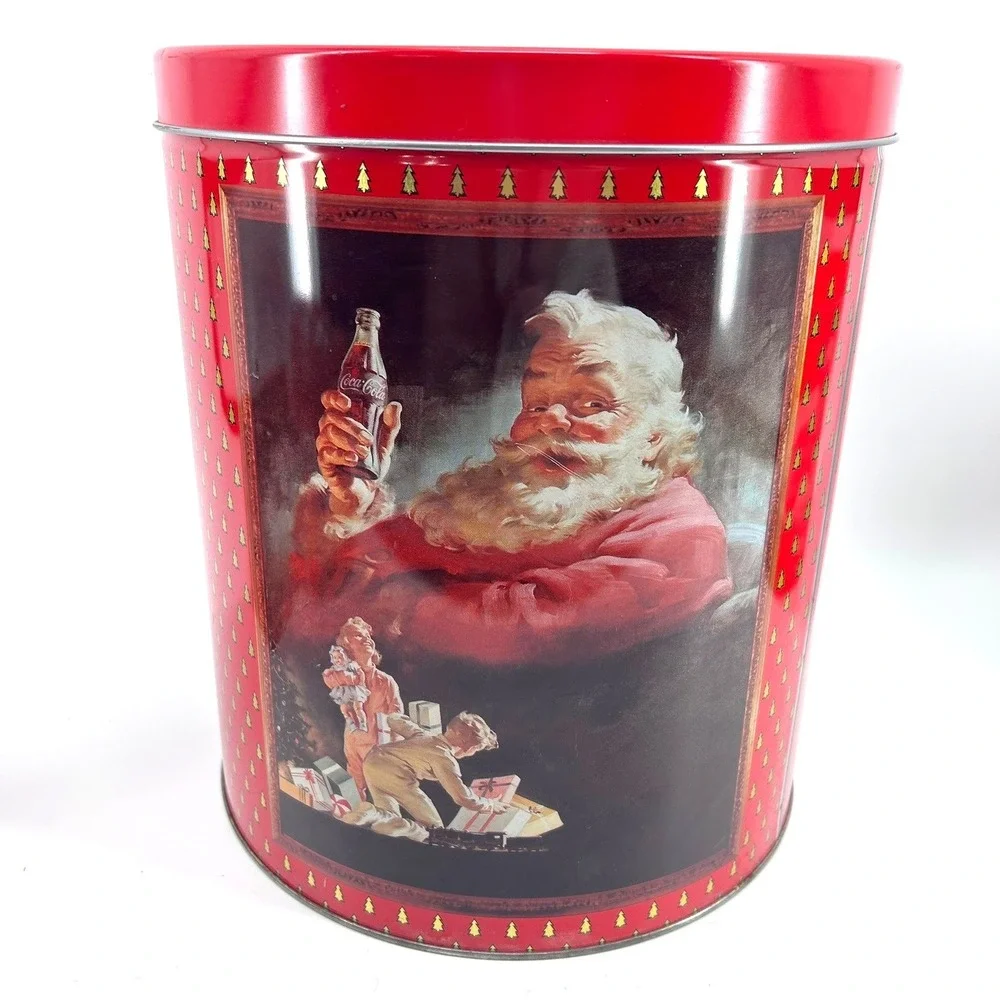 Vintage Coca-Cola Christmas Tins Set Santa Claus Polar Bear Holiday Decor 5pc